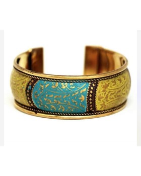 Indian patina brass embossed cuff bangle